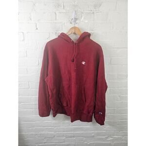Champion Women's Reverse Weave Sweatshirt Hoodie Long Sleeve Red Size Large